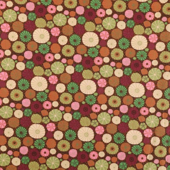 Tissu Jersey Coton Bio digital Ours marrons sur fond Blanc cassé - Par 10 cm