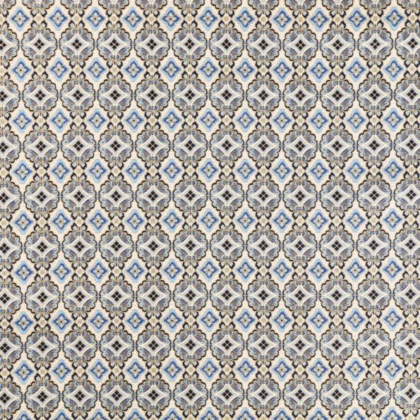 Tissu Coton Imprimé Velkora - Motif Marbré Doré Sur Fond Bleu Roi, Laize 150 Cm - Par Coupon De 50 Cm - 10