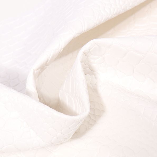 Coupon Simili cuir Croco brillant Blanc - 50 x 70 cm