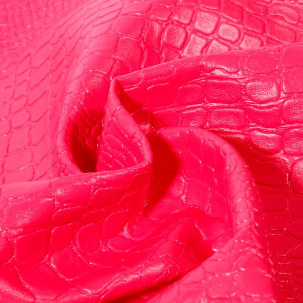 Coupon Simili cuir Croco brillant Fuschia - 50 x 70 cm