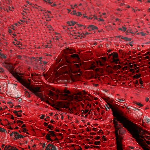 Coupon Simili cuir Croco snake Rouge - 50 x 70 cm