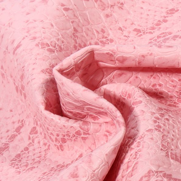 Coupon Simili cuir Croco snake Rose - 50 x 70 cm