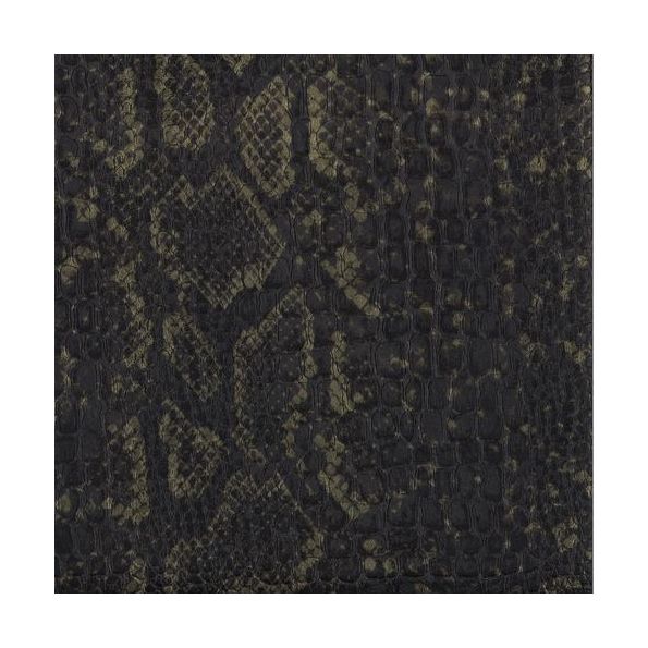 Coupon Simili cuir Croco snake mat Noir et Or - 50 x 70 cm