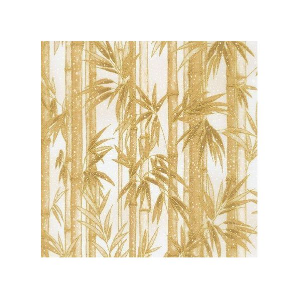 Tissu Coton Robert Kaufman Imperial collection Bambou sur fond Blanc cassé - Par 10 cm