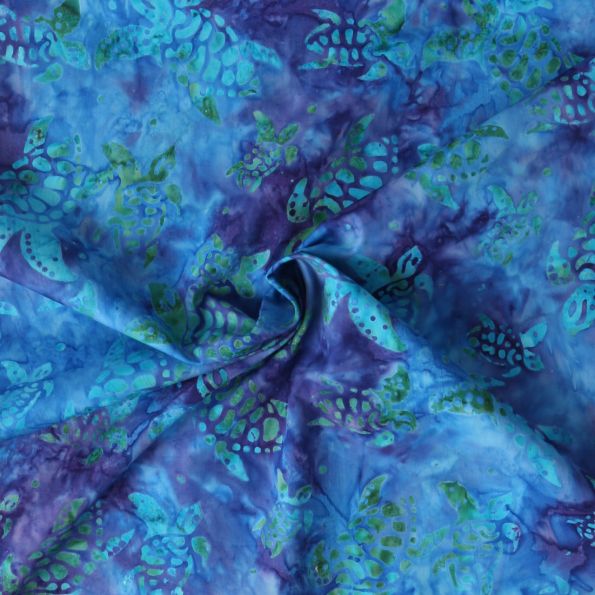 Tissu Coton imprimé Batik Tortika sur fond Bleu indigo - Par 10 cm