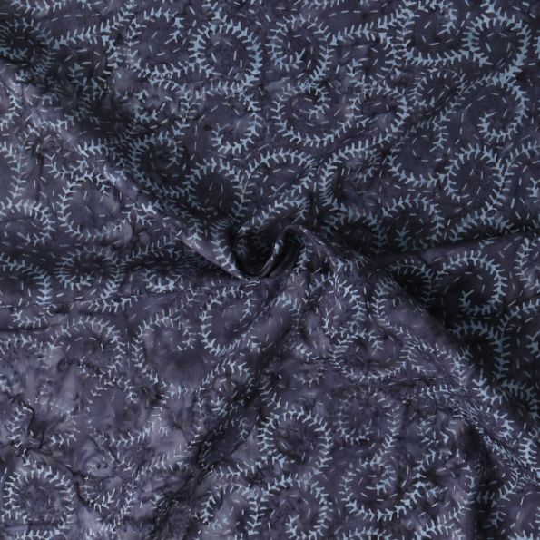 Tissu Coton imprimé Batik Inkora sur fond Bleu nuit - Par 10 cm