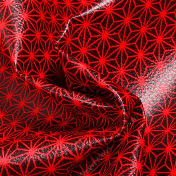 Coupon Simili cuir Casual Noir et Rouge - 50 x 70 cm