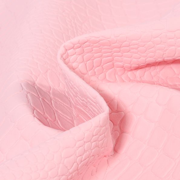Coupon Simili cuir Croco mat Rose - 50 x 70 cm