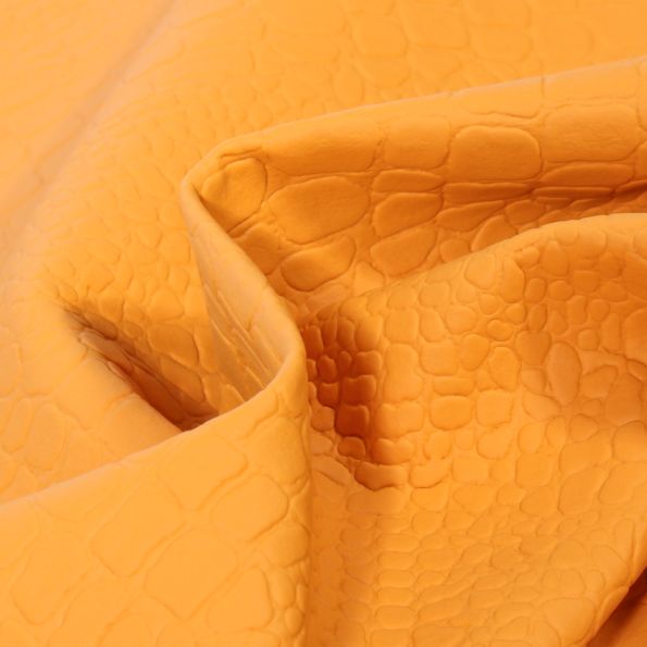 Coupon Simili cuir Croco mat Jaune orangé - 50 x 70 cm
