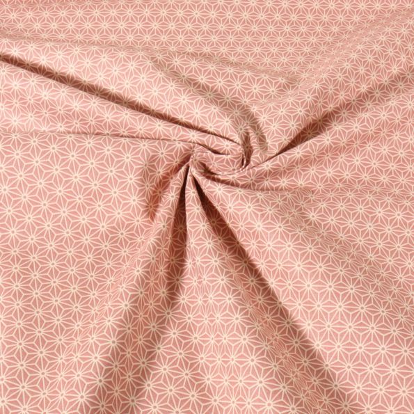 Tissu Coton imprimé Casual sur fond Rose nude - Par 10 cm