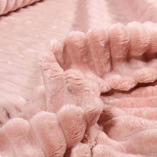 Coupon Tissu Minky Ultra doux côtelé Rose poudré - Coupon de 70 cm