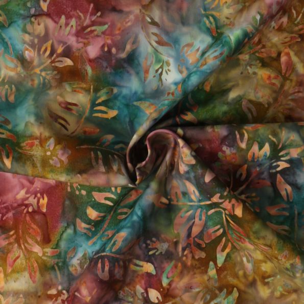 Tissu Coton imprimé Batik Mystica sur fond Multicolore - Par 10 cm