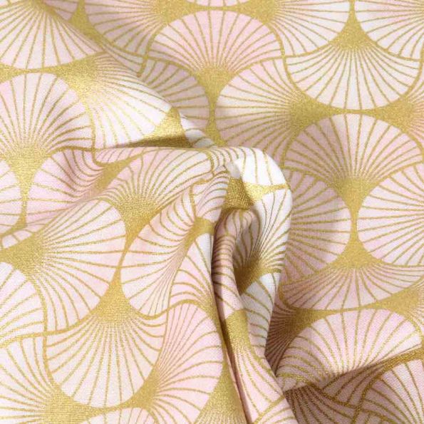 Tissu coton imprimé  Golden Vibes Robert Kaufman Fleuris sur fond Crème - Par 10 cm