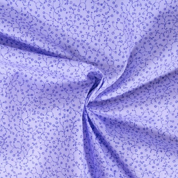 Tissu Coton imprimé Fleuris Lilou sur fond Lilas - Par 10 cm