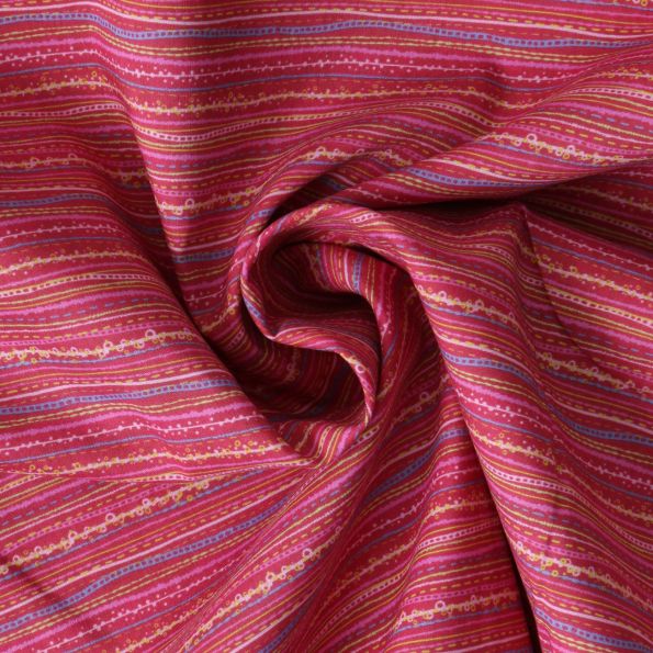 Tissu Coton imprimé  Strya sur fond Bordeaux - Par 10 cm