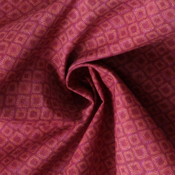 Tissu Coton imprimé graphique Lozza sur fond Bordeaux - Par 10 cm