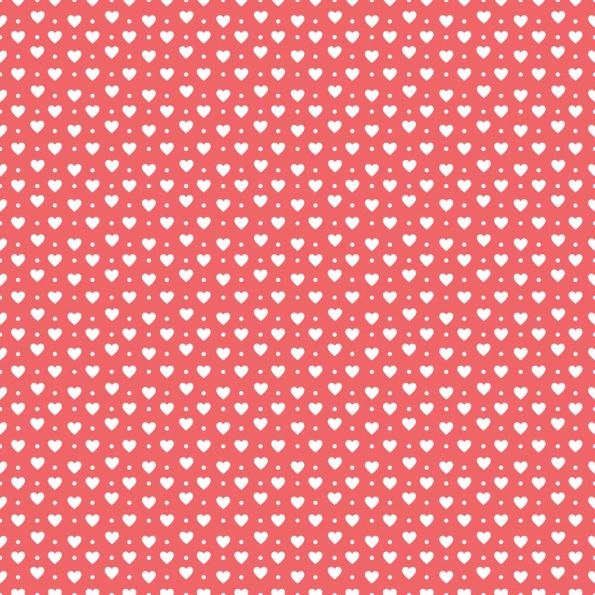 Tissu Coton imprimé Petits coeurs blancs sur fond Rouge - Par 10 cm