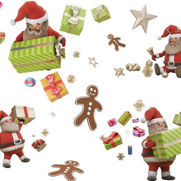 Tissu Coton imprimé festif de Noël sur fond Blanc - Par 10 cm