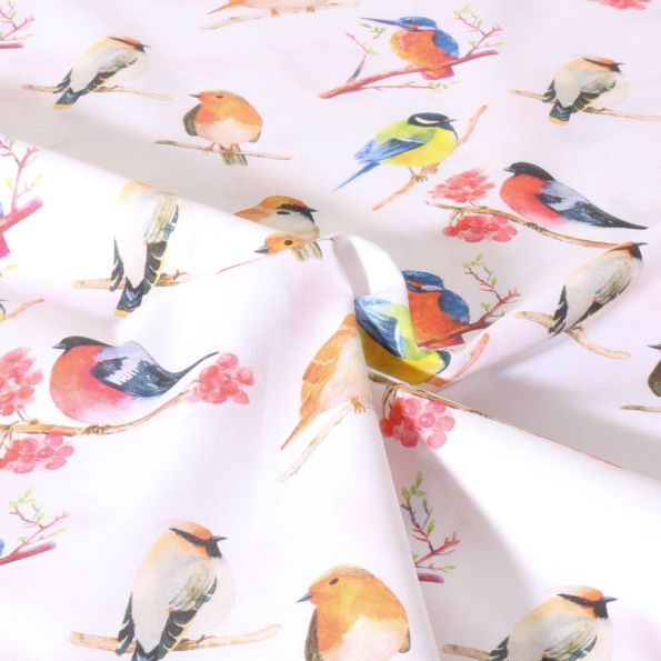 Tissu Coton imprimé Teva animaux sur fond Rose pâle - Par 10 cm