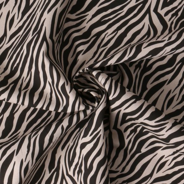Tissu Toile Canvas Zebraluxe sur fond Beige - Par 10 cm