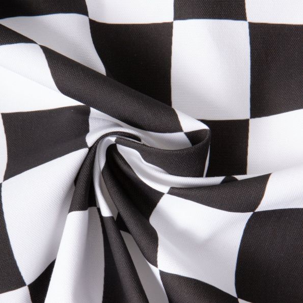 Tissu Toile de Coton d'ameublement Damier noir sur fond Blanc - Par 10 cm