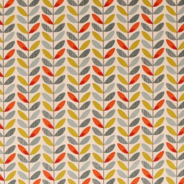 Tissu Coton Imprimé Arty Liane Olaf Rouge et Verte sur fond Ecru - Par 10 cm