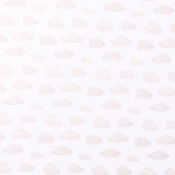 Tissu Piqué de Coton Nuages beiges sur fond Blanc - Par 10 cm