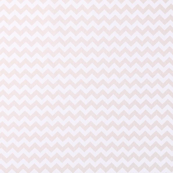 Tissu Piqué de Coton Chevrons beiges sur fond Blanc - Par 10 cm