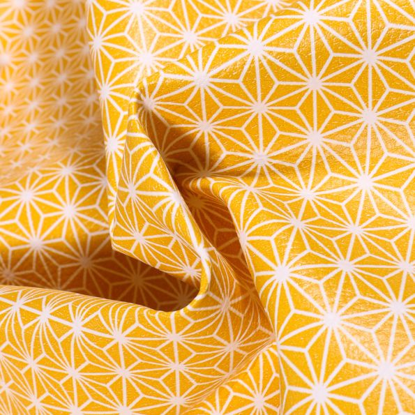 Tissu Simili cuir d'ameublement Casual Jaune - Par 10 cm
