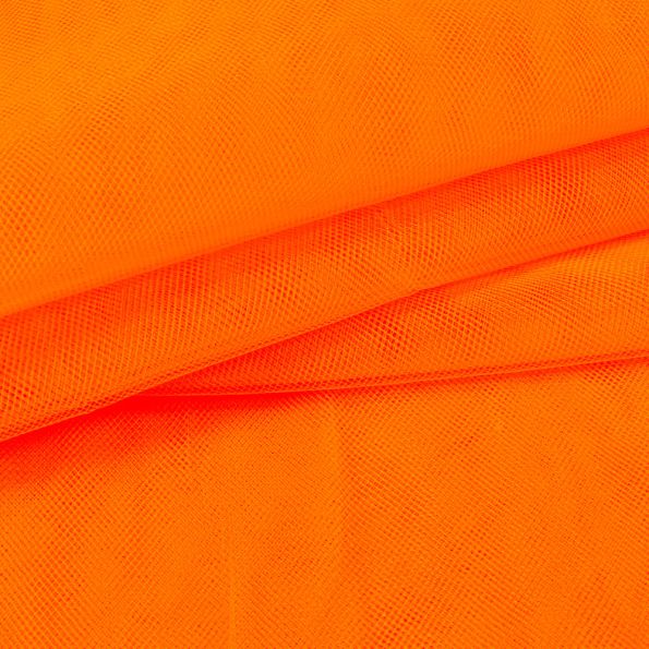 Tissu Tulle souple grande largeur uni Orange fluo - Au mètre