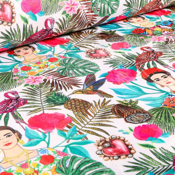 Tissu Jacquard Allegria sur fond Blanc - Par 10 cm