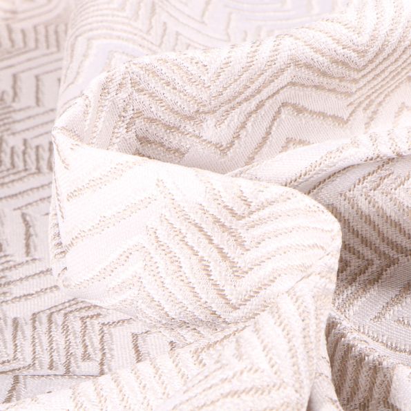 Tissu Jacquard Amstram Zig zag sur fond Beige - Par 10 cm