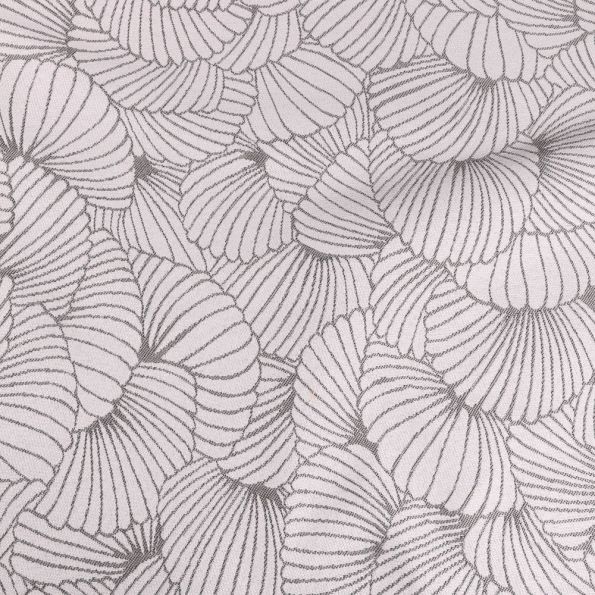 Tissu Toile jacquard Anémone gris sur fond Blanc - Par 10 cm