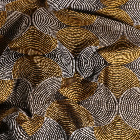 Tissu Toile jacquard Bakary sur fond Gris - Par 10 cm