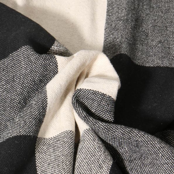 Toile de Coton  Big Celestin Noir sur fond Blanc cassé - Par 10 cm