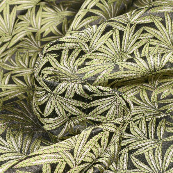 Tissu Jacquard Canopee sur fond Noir - Par 10 cm