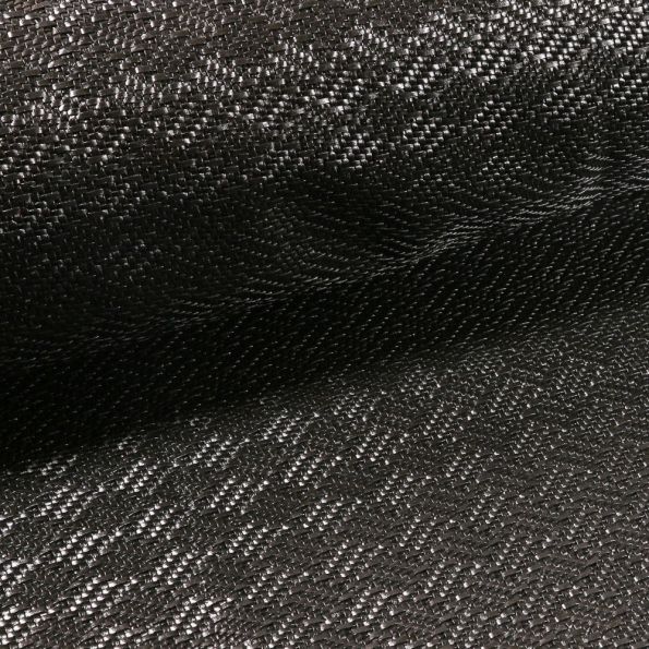 Tissu Simili Cuir Charlize tressé Noir - Par 50 cm