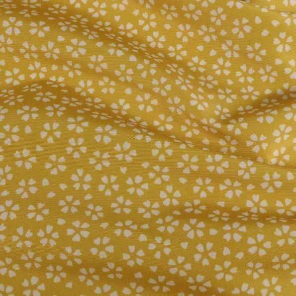 Tissu Toile extérieure imprimé Daisy sur fond Ocre - Par 10 cm