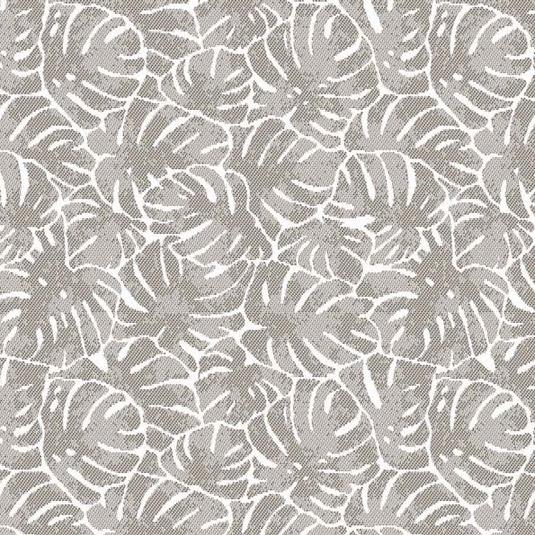 Tissu Jacquard Feuilles Monstera sur fond Naturel - Par 10 cm