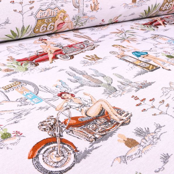 Tissu Jacquard Dorothy sur fond Blanc - Par 10 cm