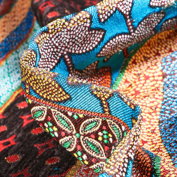 Tissu Jacquard Dubai sur fond Rouge - Par 10 cm