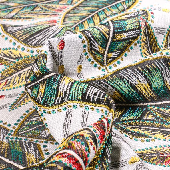 Tissu Jacquard Eldorado sur fond Blanc - Par 10 cm