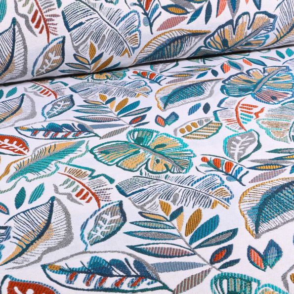 Tissu Jacquard Grenadine sur fond Blanc - Par 10 cm