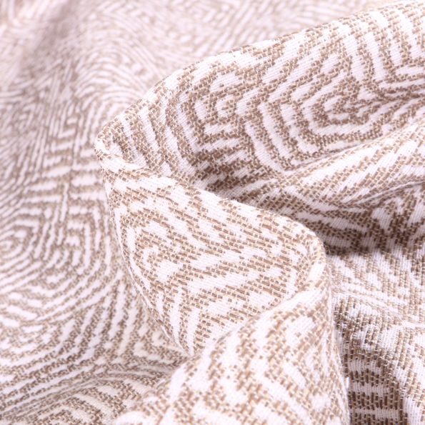 Tissu Jacquard Hexagone sur fond Beige sable - Par 10 cm