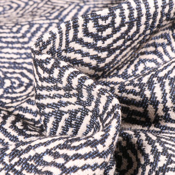 Tissu Jacquard Hexagone sur fond Bleu marine - Par 10 cm