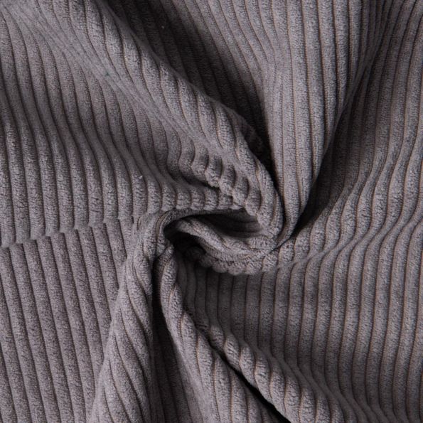 Tissu Velours d'ameublement côtelé Emy uni Gris anthracite - Par 10 cm