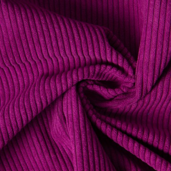 Tissu Velours d'ameublement côtelé Emy uni Aubergine - Par 10 cm