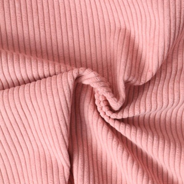 Coupon Tissu Velours d'ameublement côtelé Emy uni Rose - Coupon de 60 cm