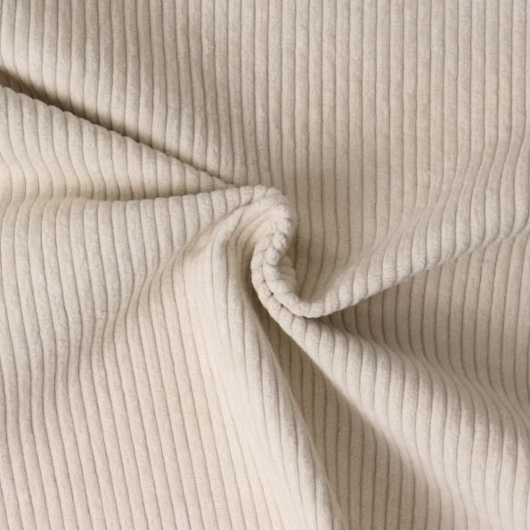 Tissu Velours d'ameublement côtelé Emy uni Ecru - Par 10 cm