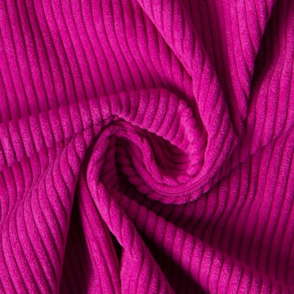 Tissu Velours d'ameublement côtelé Emy uni Framboise - Par 10 cm